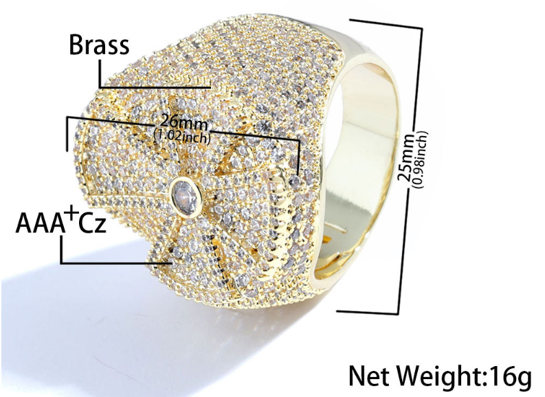 Large Hip Hop Religious Cross Ring for Men