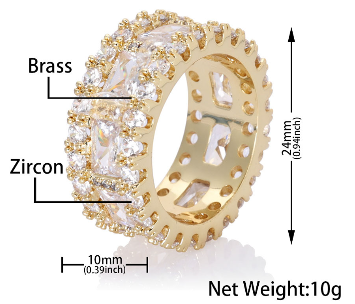 Cubic Zirconia Princess Cut Eternity Band Ring