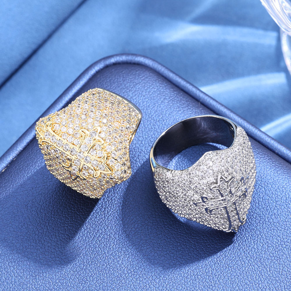 Large Iced Out Gothic Sword Cross Ring Vendor