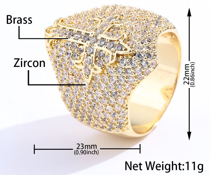 Large Iced Out Gothic Sword Cross Ring Large Iced Out Gothic Sword Cross Ring