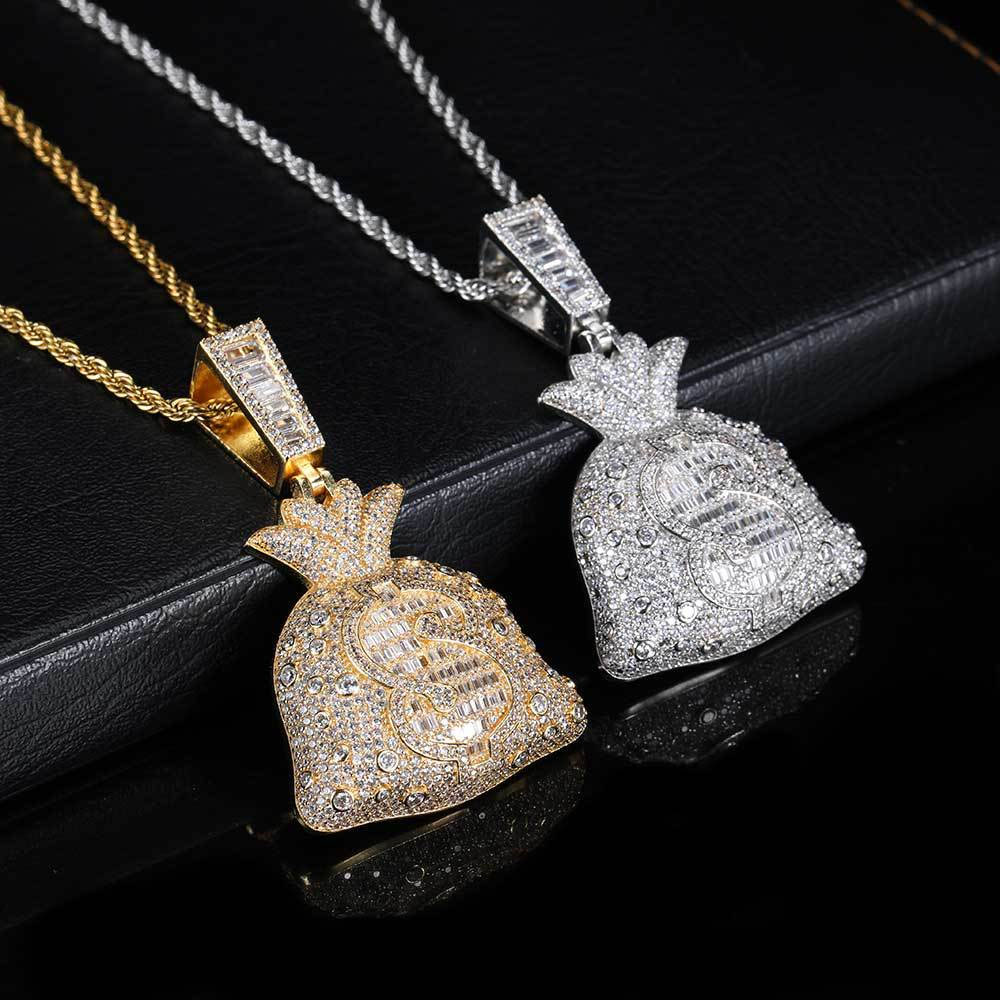 Luxury Hip Hop Dollar Money Bag Pendant Manufacture