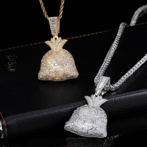 Luxury Hip Hop Dollar Money Bag Pendant Wholesale