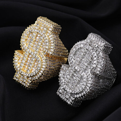 Men's Large Micro Pave CZ Dollar Sign Ring Factory