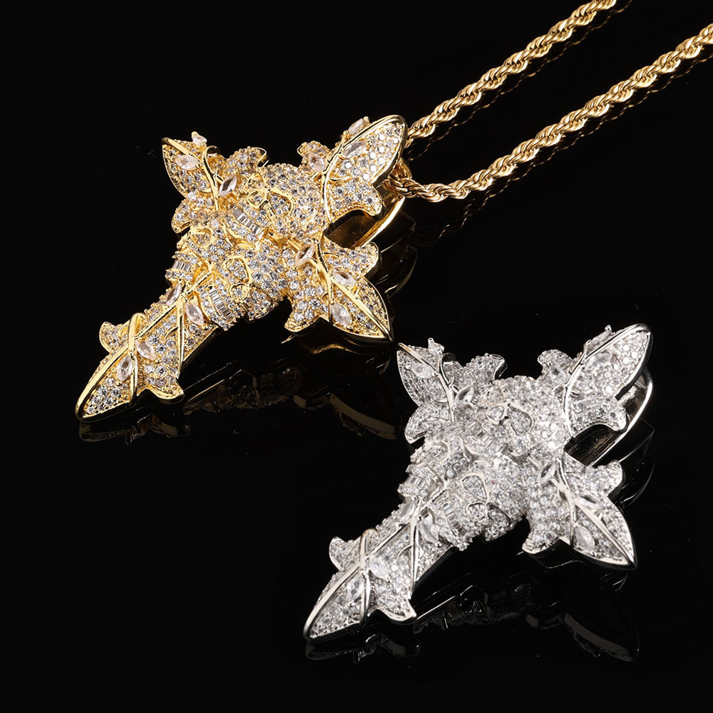 Micro-Pave Cubic Zirconia Skull Cross Pendant Wholesale