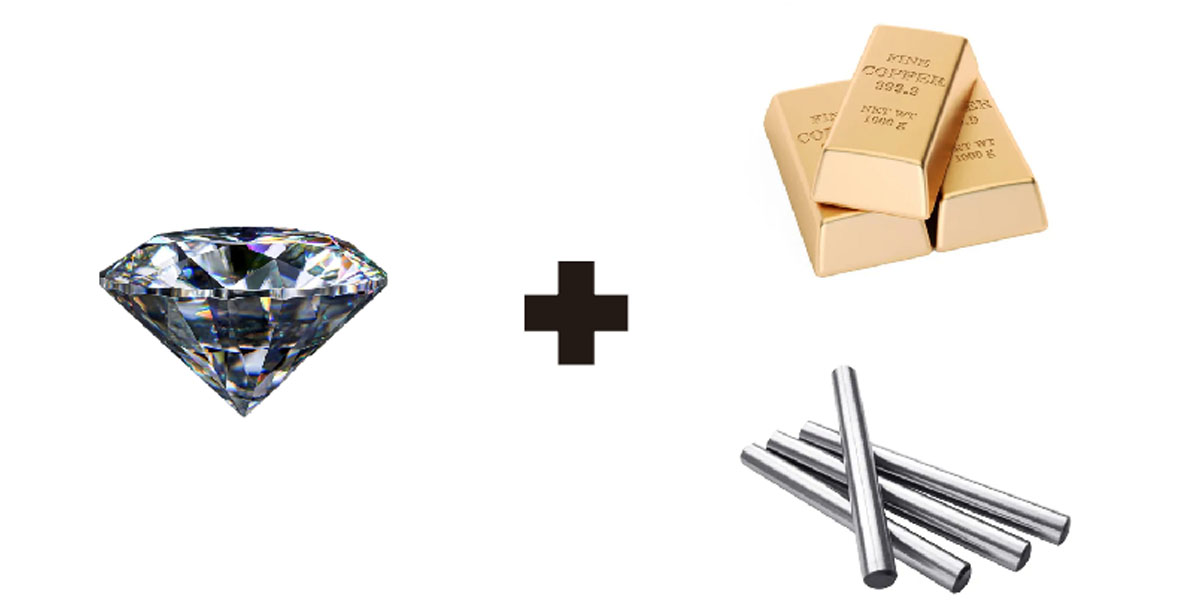 Moissanite + Copper and Stainless Steel Moissanite + Copper and Stainless Steel