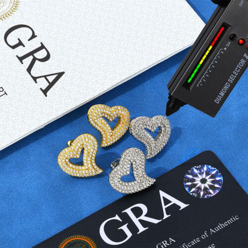 Moissanite Sterling Silver Heart Shape Stud Earrings Manufacturer