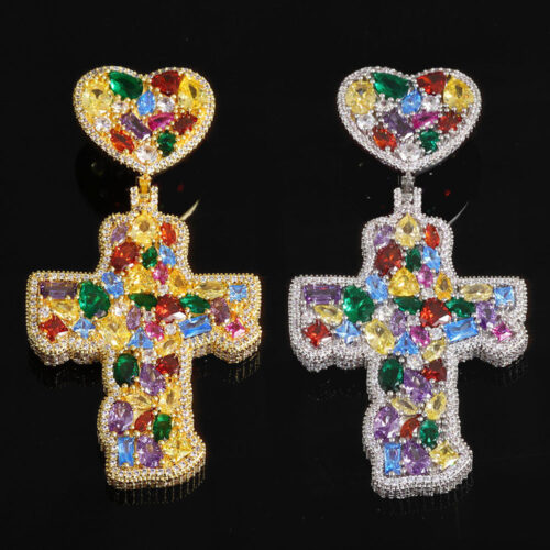 Multi-Color Cubic Zirconia Heart Cross Pendant Supplier