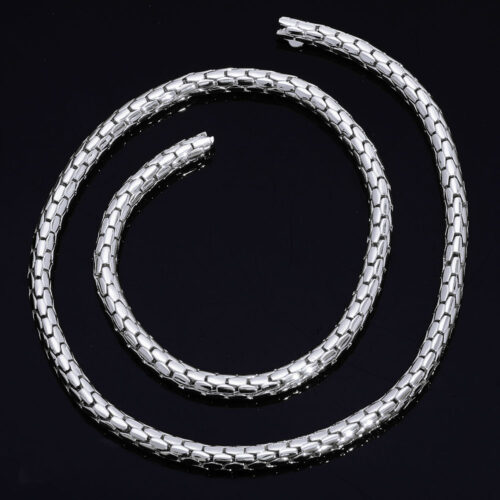 Premium Brass Snake Scale Link Chian White Gold Plating