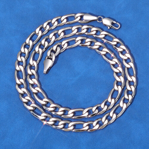 Professional Stainless Steel Figaro Link Chain Necklace Silver Plating