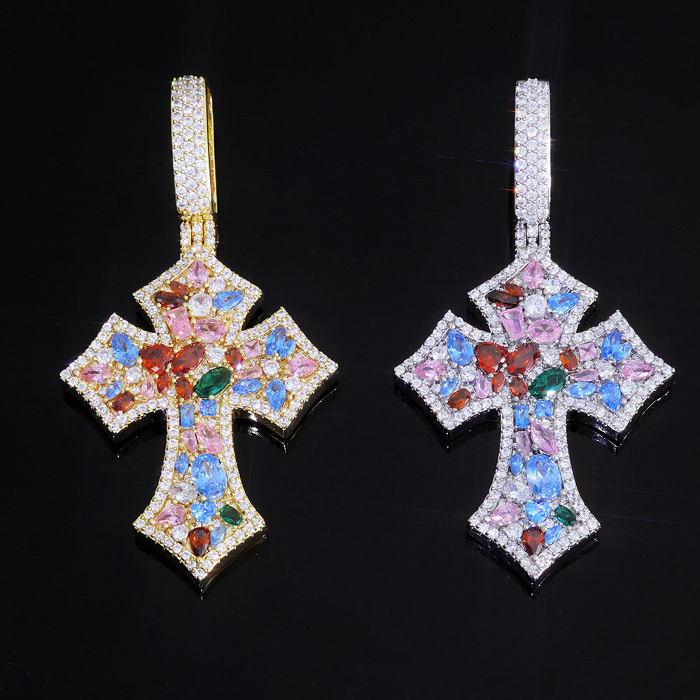 Rainbow Cubic Zirconia Gothic Cross Pendant Manufacture