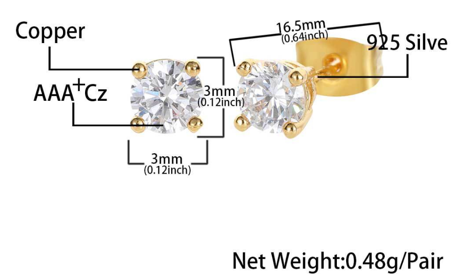 Round Cubic Zirconia Solitaire Stud Earrings Vendor