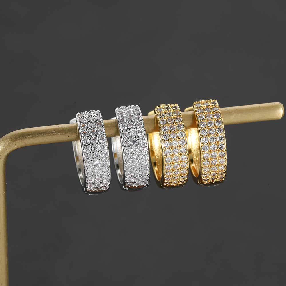 3 Row Iced Out Cubic Zirconia Hoop Earrings Supplier