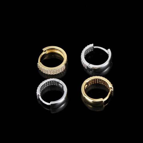 3 Row Iced Out Cubic Zirconia Hoop Earrings Vendor