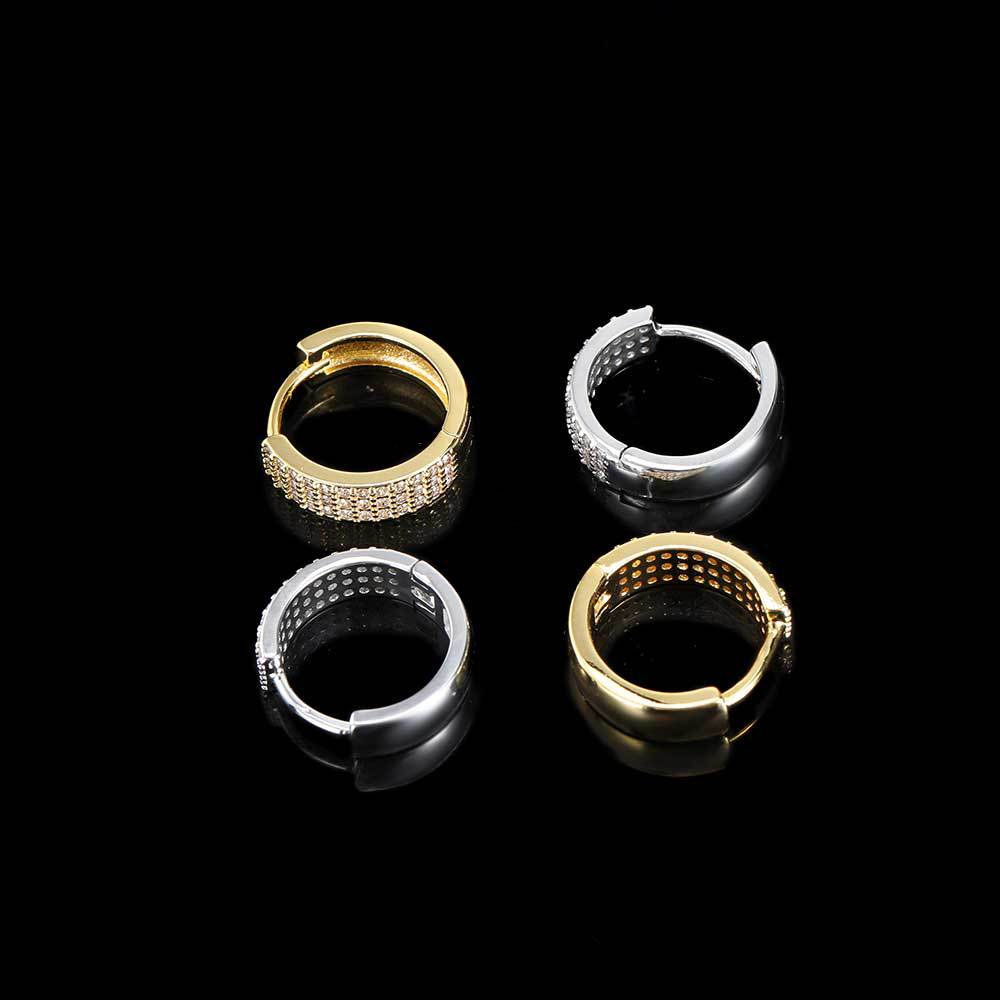 3 Row Iced Out Cubic Zirconia Hoop Earrings Vendor