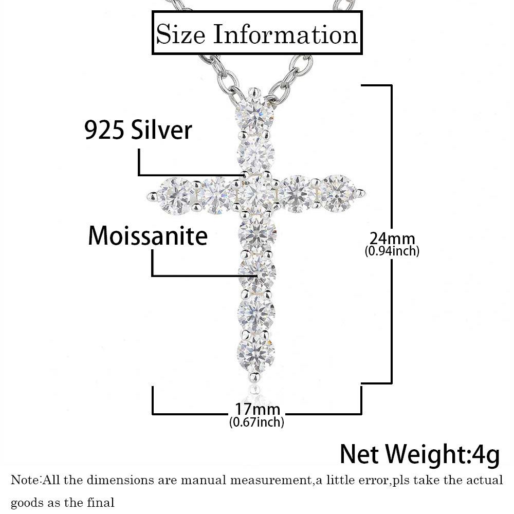 Small VVS Moissanite Sterling Silver Cross Pendant Small VVS Moissanite Sterling Silver Cross Pendant