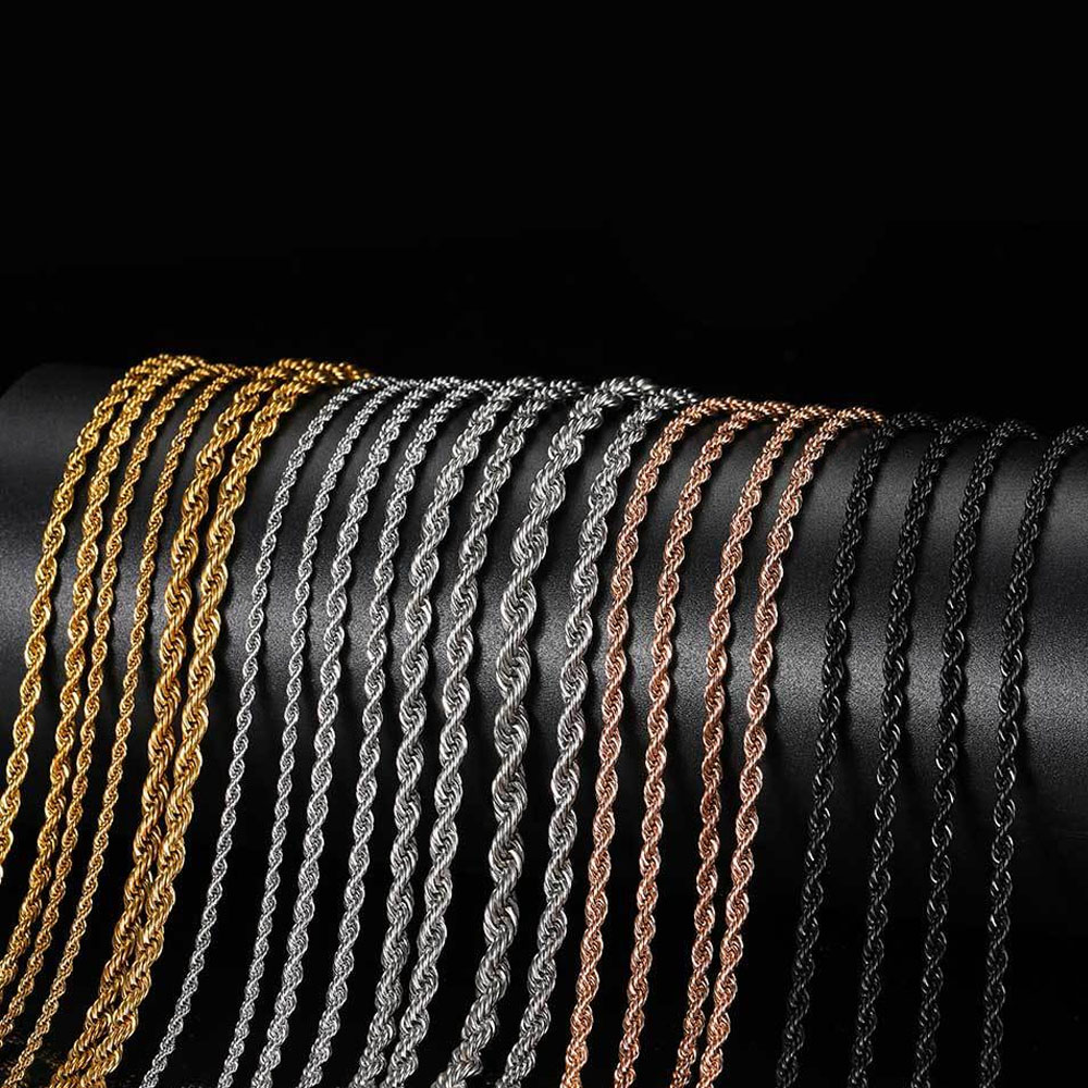 Stainless Steel Rope Chain Necklace 3mm to 6mm Wholesale
