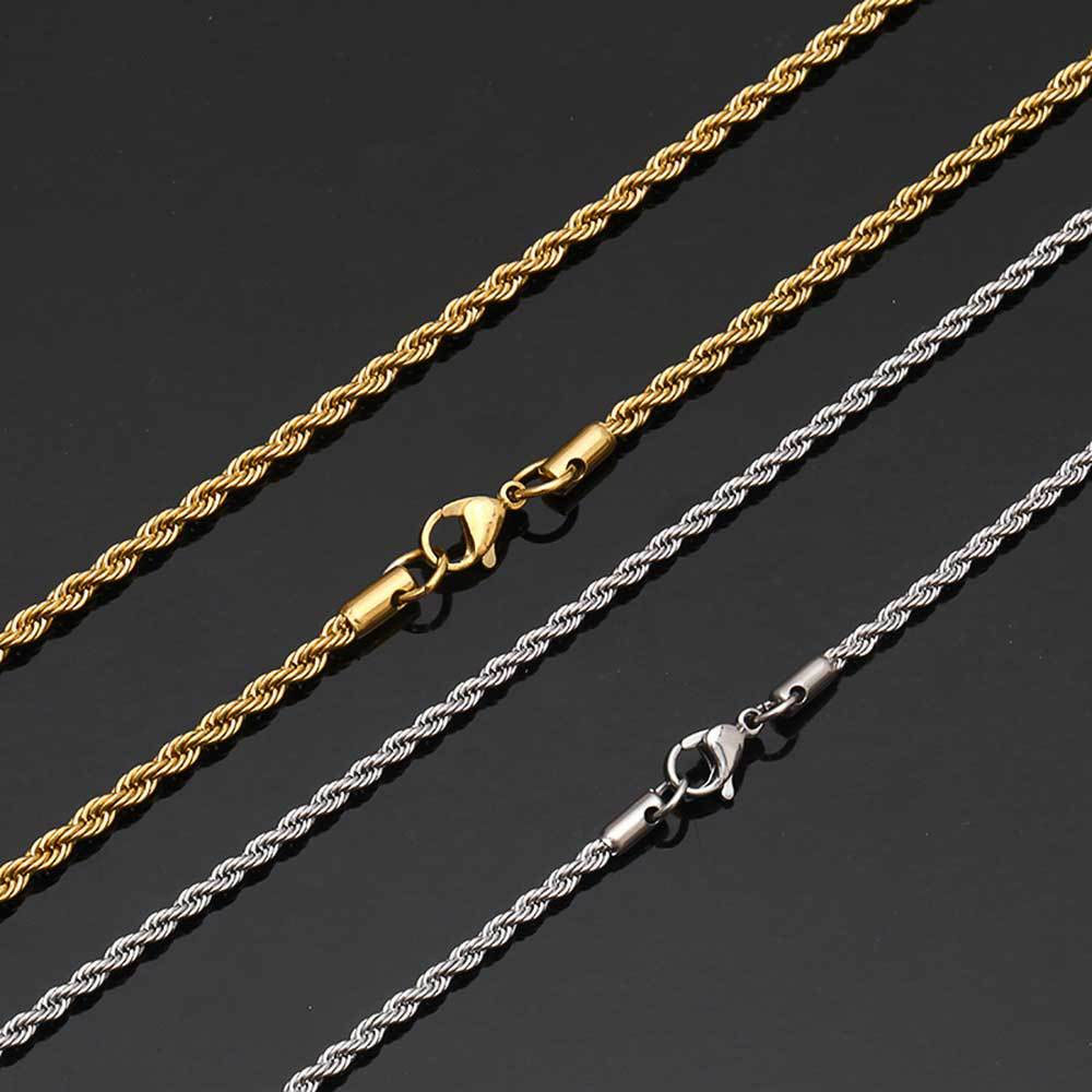 Stainless Steel Twisted Rope Chain Necklace & Bracelet Wholesale