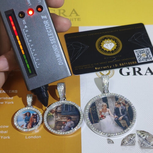 VVS Moissanite Circle Photo Pendant Necklace