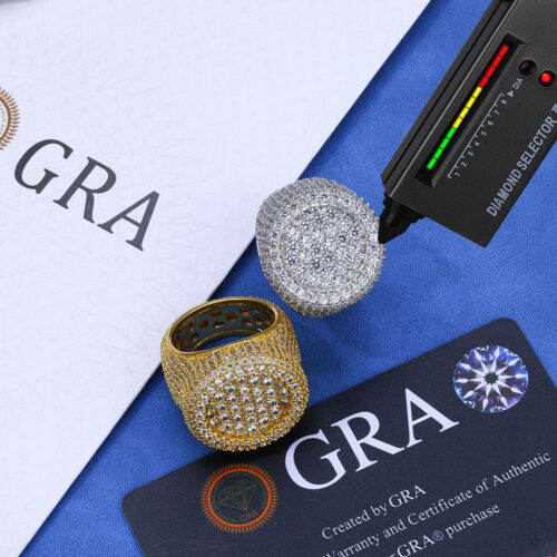 VVS Moissanite Iced Out 3D Dome Ring Passes Diamond Tester