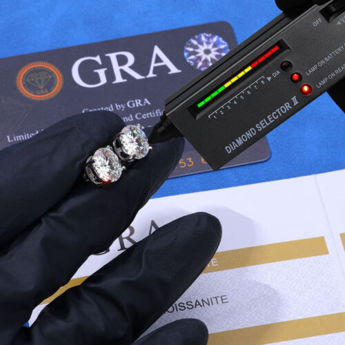 VVS Moissanite Round-Cut Solitaire Stud Earrings