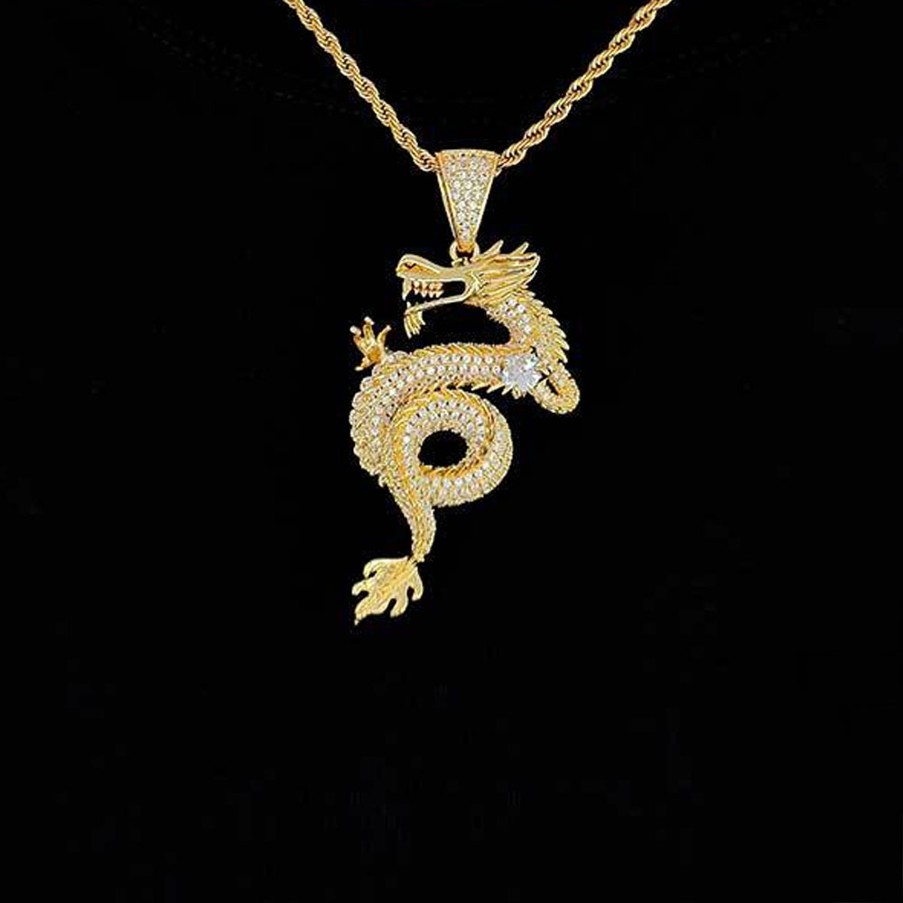 iced Out Cubic Zirconia Dragon Pendant Factory