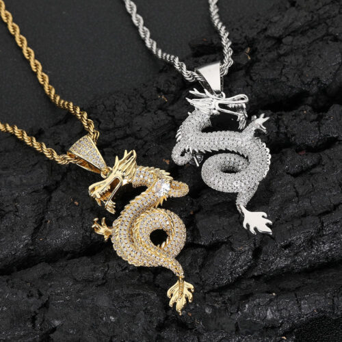 ced Out Cubic Zirconia Dragon Pendant Supplier