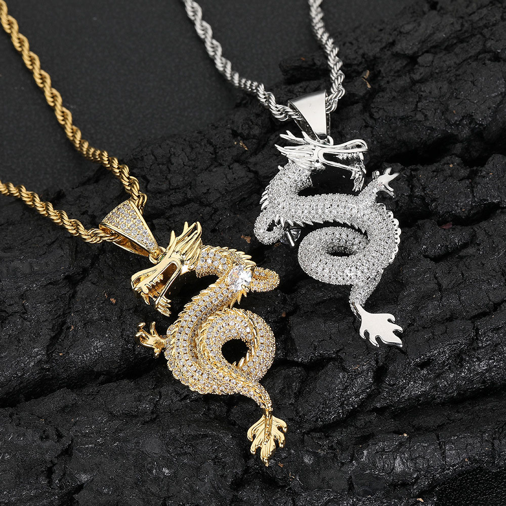 ced Out Cubic Zirconia Dragon Pendant Supplier