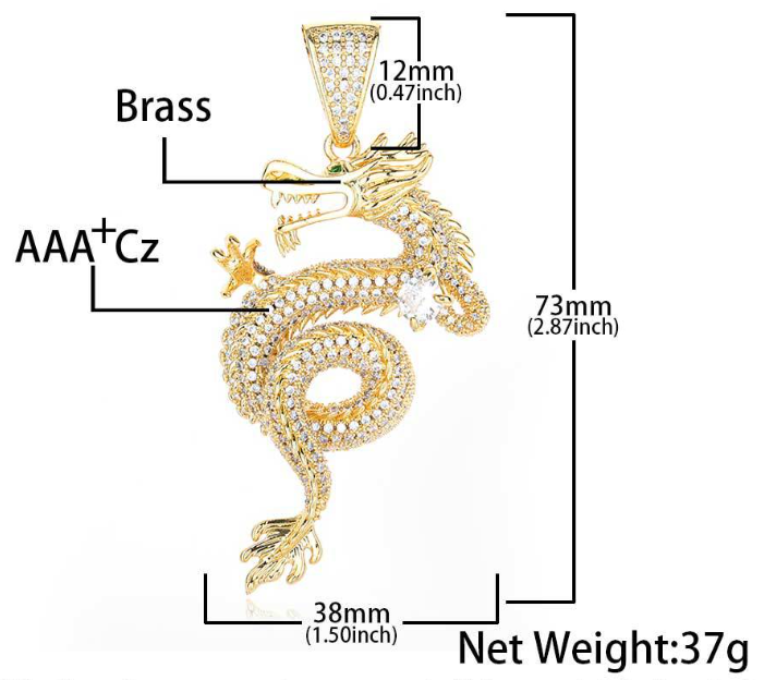 ced Out Cubic Zirconia Dragon Pendant iced out cubic zirconia dragon pendant