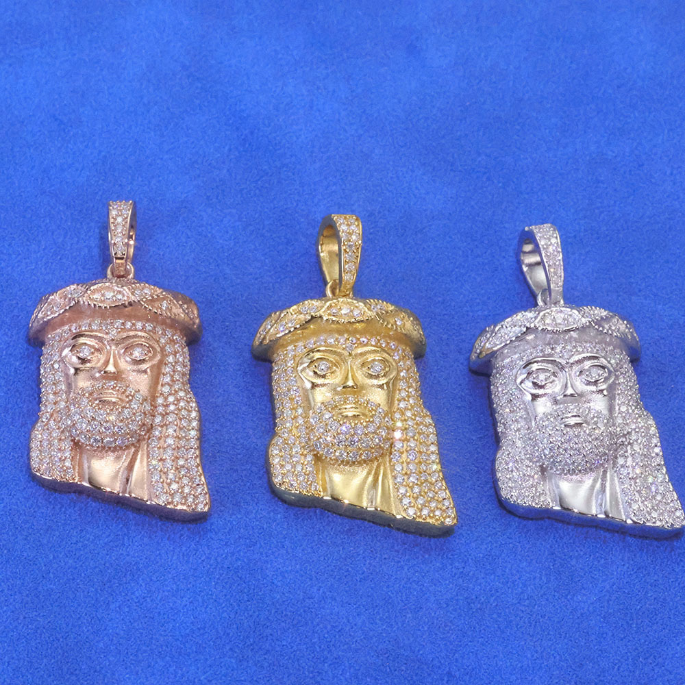 Classic Iced Out Religious Jesus Head Pendant Wholesale
