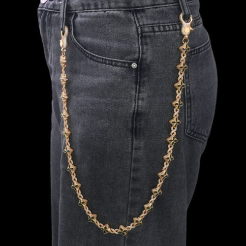 cubic zirconia infinity & 4 leaf clover trouser chain