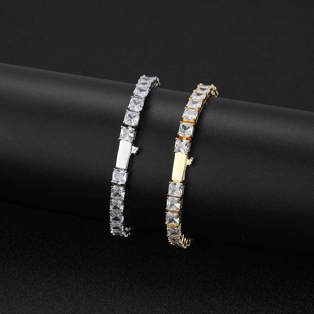 cubic zirconia princess cut tennis link chain
