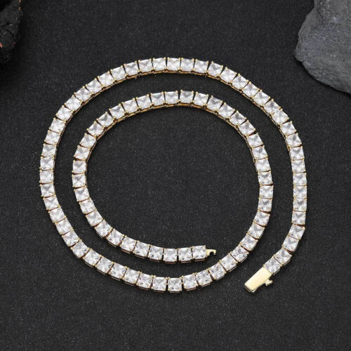 cubic zirconia princess cut tennis link chain