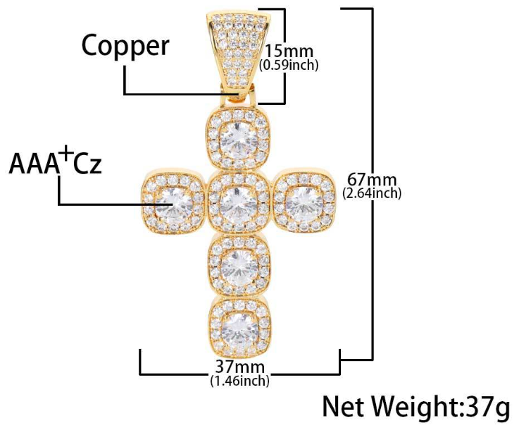 Cubic Zirconia Square Cluster Cross Pendant Necklace cubic zirconia square cluster cross pendant necklace