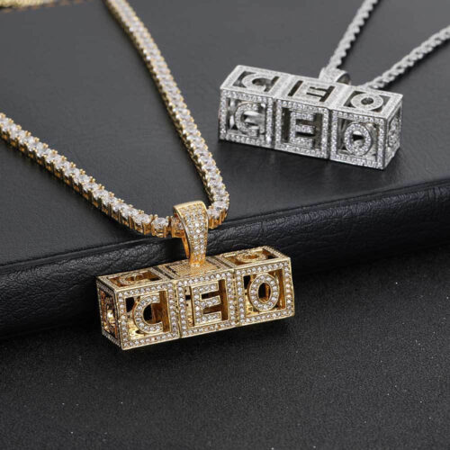 custom 3d cube letter pendant necklace
