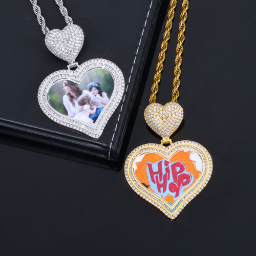 Custom Heart Photo Pendant with Heart Bail Wholesale