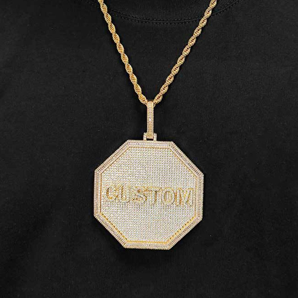 custom iced out cz octagon letters pendant