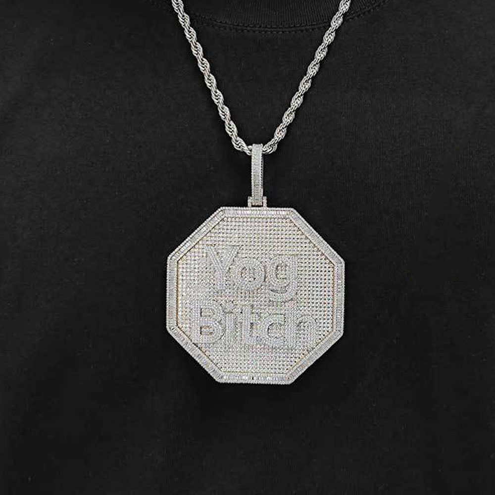 custom iced out cz octagon letters pendant