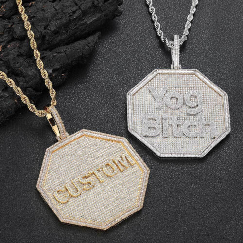 custom iced out cz octagon letters pendant