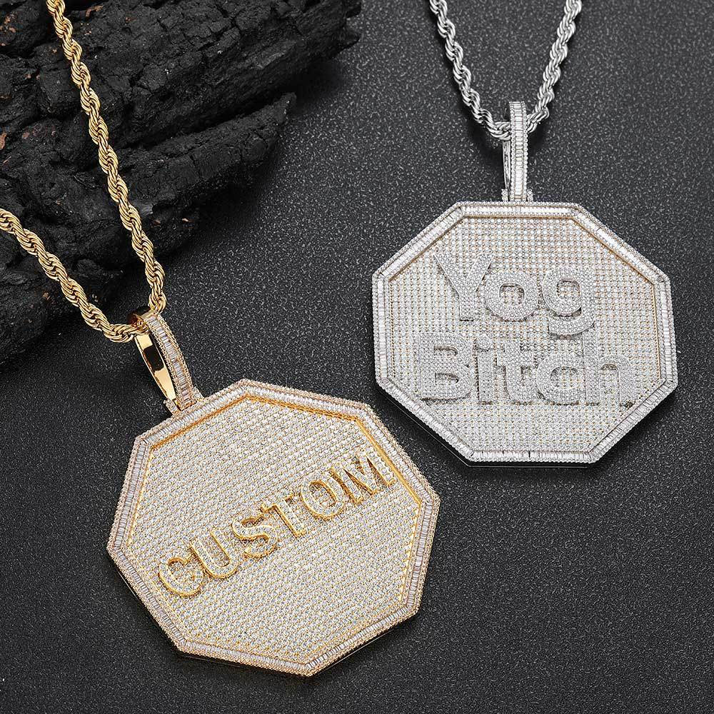 custom iced out cz octagon letters pendant