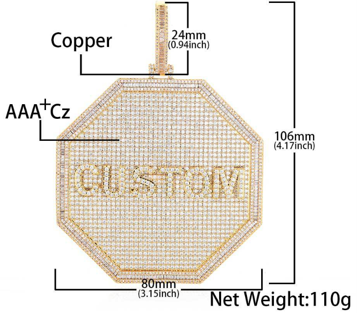 Custom Iced Out CZ Octagon Letters Pendant custom iced out cz octagon letters pendant