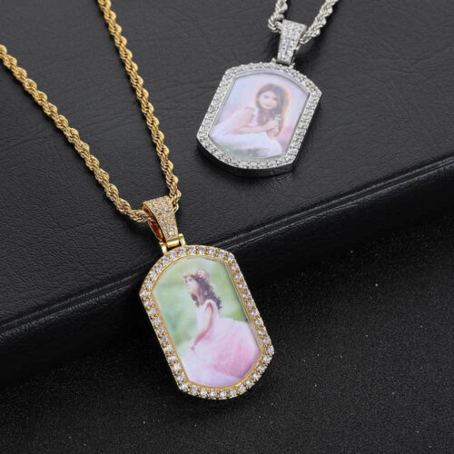 Custom Iced Out Dog Tag Photo Pendant Supplier