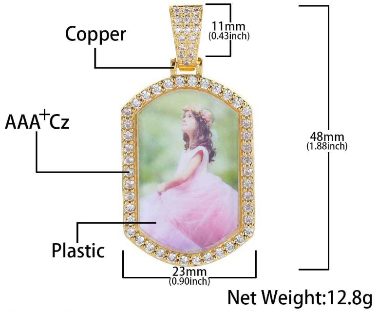 Custom Iced Out Dog Tag Photo Pendant