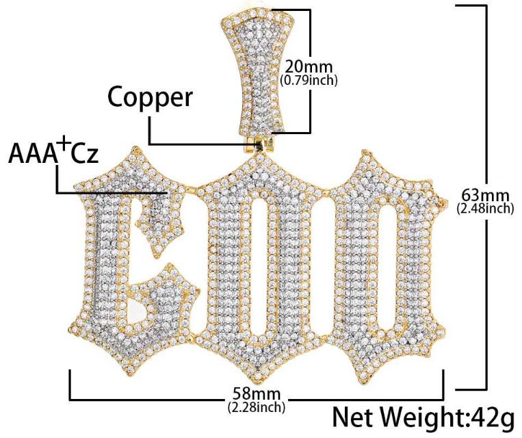 custom micro pave gothic letter pendant necklace