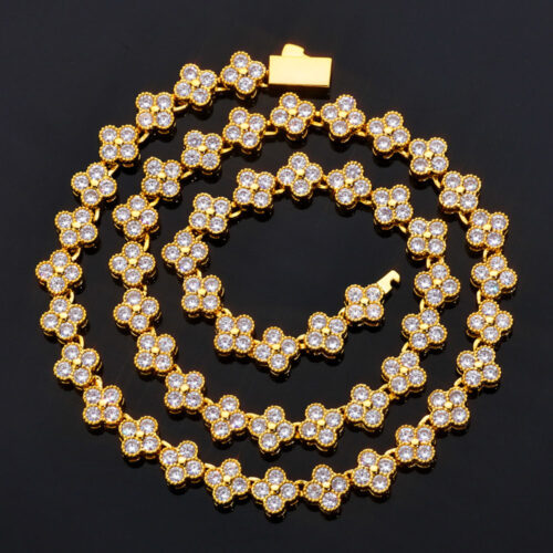 cz clover cluster tennis link chain necklace & bracelet