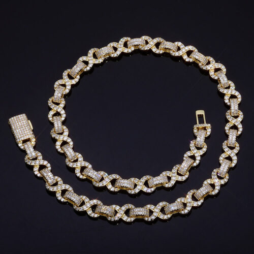 cz iced out infinity & baguette link chain & bracelet