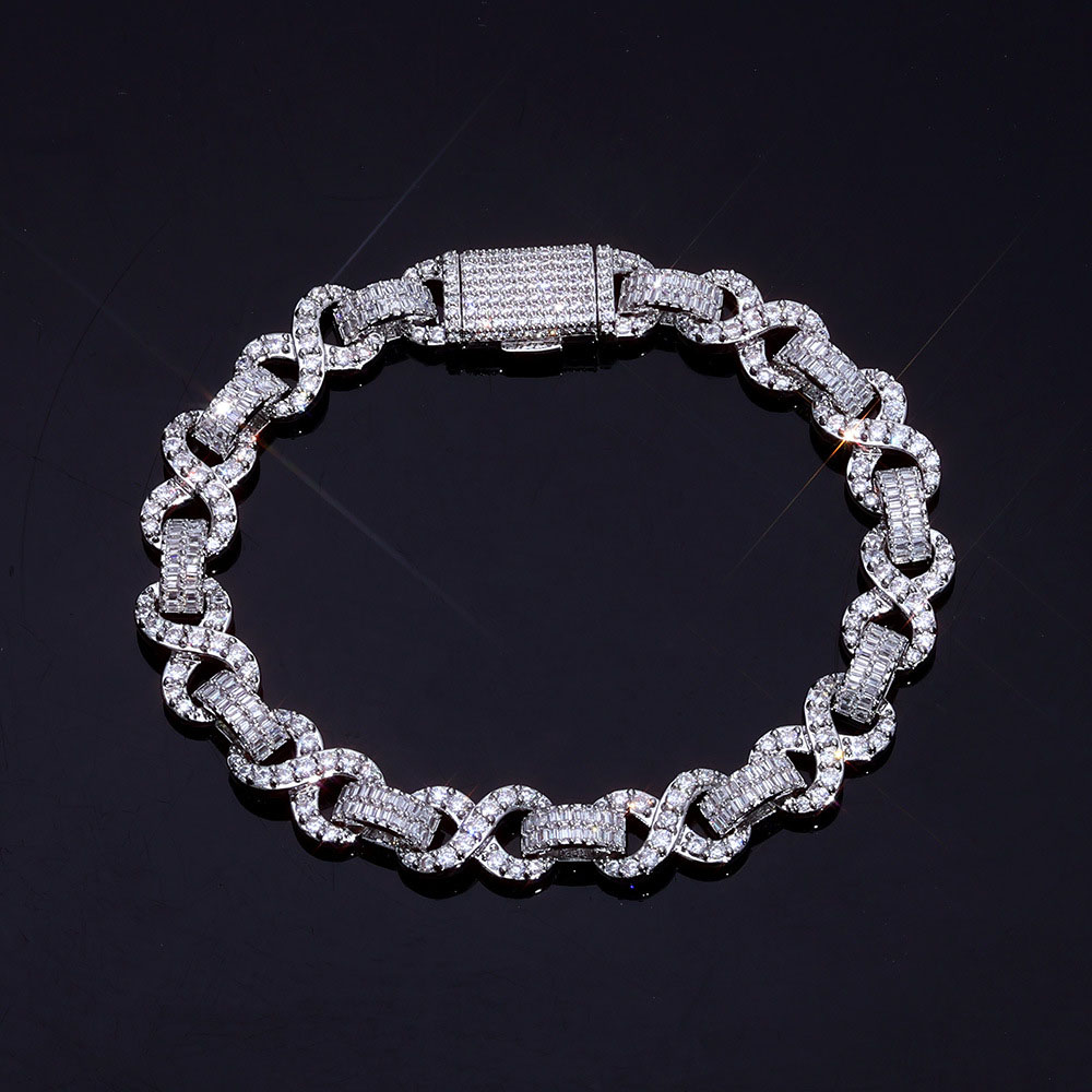 cz iced out infinity & baguette link chain & bracelet