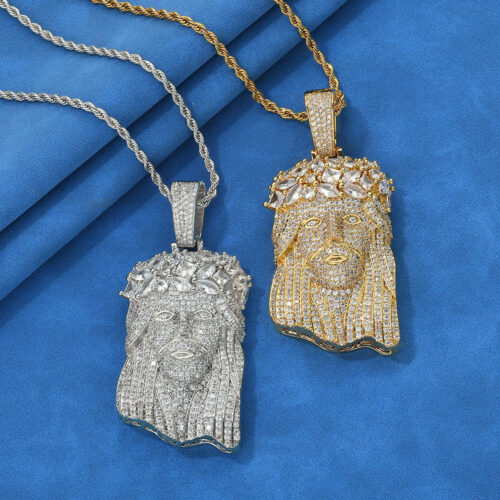 CZ Intricate Crown of Thorns Jesus Pendant Supplier