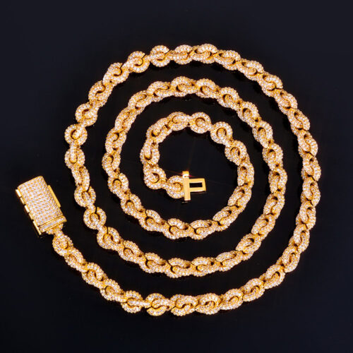 fully iced out circle cable chain necklace & bracelet