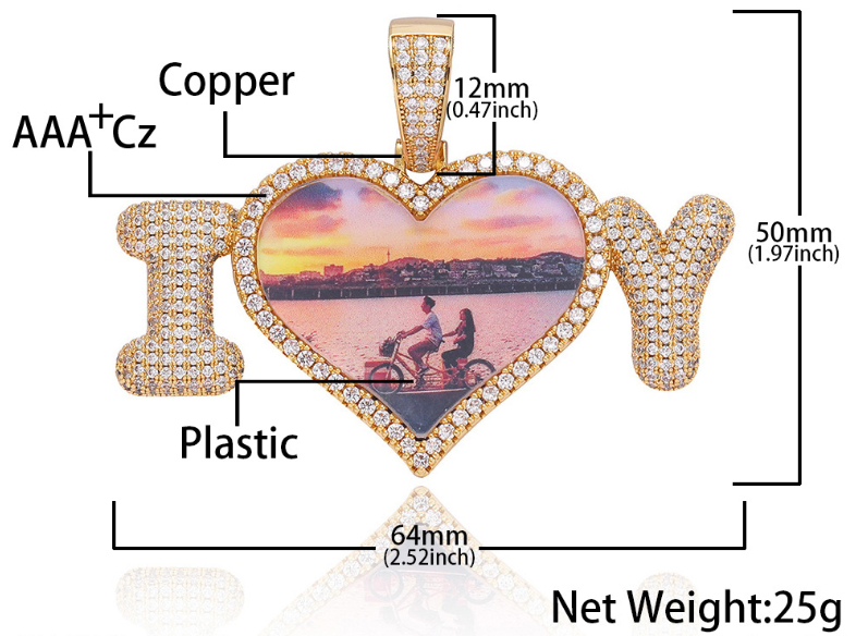 Fully Iced Out I Love You Heart Memory Pendant fully iced out i love you heart memory pendant