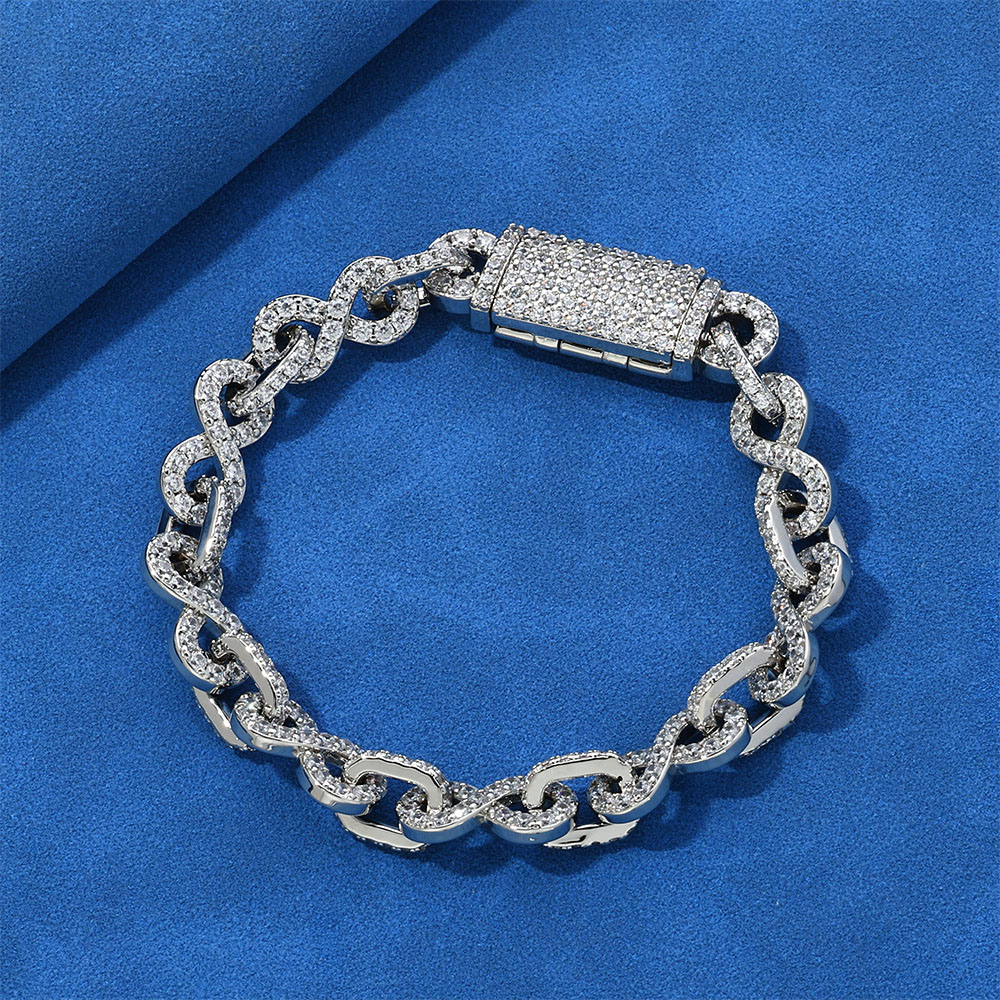 hip hip jewelry iced out infinity link chain & bracelet